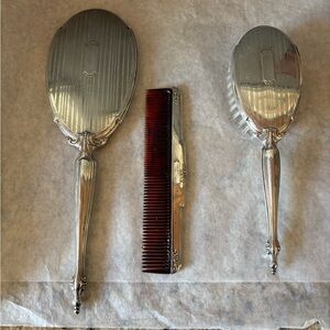 Antique sterling silver 1950 Sterling Creation ladies 3 piece dresser set